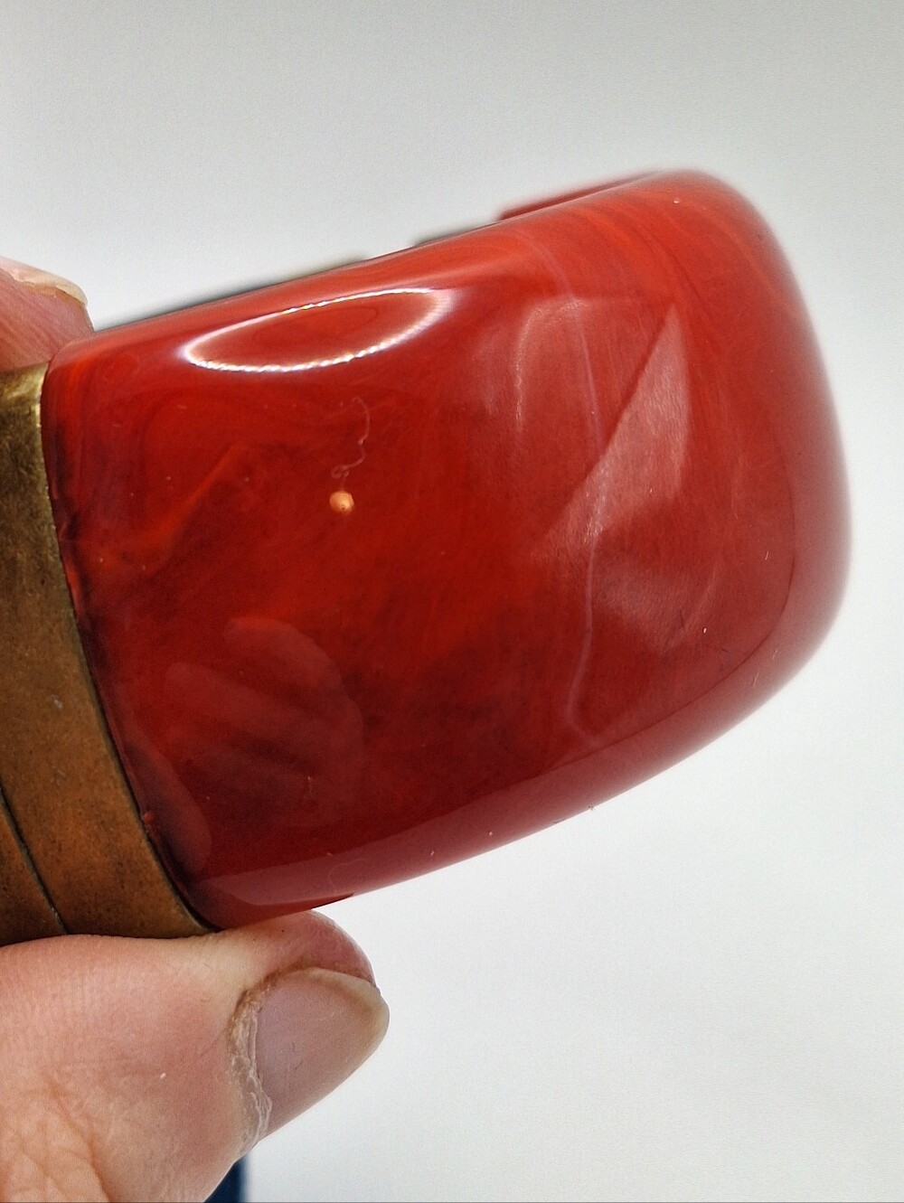 Premier Designs Red and Dark Brown Hinged Bangle Bracelet - Picture 5 of 10